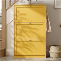Shaker 3 Drawer Slim Shoe Cabinet for Hallway Storage Unit  Yellow