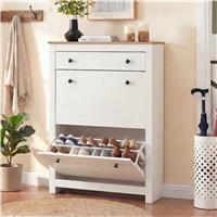 2 Door Shoe Cabinet with Drawer Slim Hallway Storage Unit  White