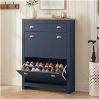 Shoe Cabinet With Drawer  2 Door Slim Shoe Storage Unit  Blue