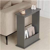Small Narrow Side Table with Storage  Slim Sofa End Table  Slate Grey