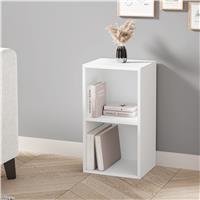 Bookcase Cube Storage Unit  Tall Narrow Bookshelf  2 Shelf / White