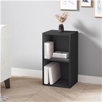 Bookcase Cube Storage Unit  Tall Narrow Bookshelf  2 Shelf / Black