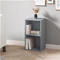 Bookcase Cube Storage Unit  Tall Narrow Bookshelf  2 Shelf / Grey