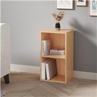 Bookcase Cube Storage Unit  Tall Narrow Bookshelf  2 Shelf / Beech