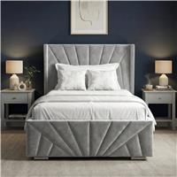 Velvet Ottoman Storage Bed  Sunrise Ottoman Bed Frame  Single (3ft) / Grey