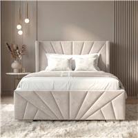 Velvet Ottoman Storage Bed  Sunrise Ottoman Bed Frame  Single (3ft) / Beige