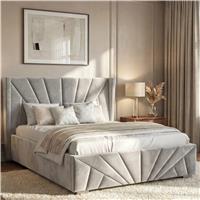 Velvet Ottoman Storage Bed  Sunrise Ottoman Bed Frame  Small Double (4ft) / Grey