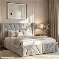 Velvet Ottoman Storage Bed  Sunrise Ottoman Bed Frame  Double (4ft6) / Grey