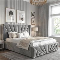 Velvet Ottoman Storage Bed  Sunrise Ottoman Bed Frame  Double (4ft6) / Dark Grey
