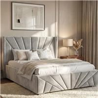 Velvet Ottoman Storage Bed  Sunrise Ottoman Bed Frame  King (5ft) / Grey