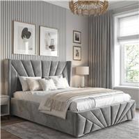 Velvet Ottoman Storage Bed  Sunrise Ottoman Bed Frame  King (5ft) / Dark Grey