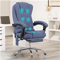 Massage Office Chair with Footrest  Ergonomic Desk Chair  Blue Linen