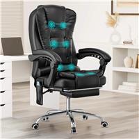 Massage Office Chair with Footrest  Ergonomic Desk Chair  Black