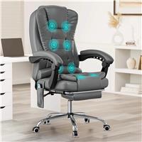 Massage Office Chair with Footrest  Ergonomic Desk Chair  Grey