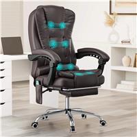 Massage Office Chair with Footrest  Ergonomic Desk Chair  Brown