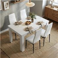 White 4-6 Seater Dining Table and Chairs Set - 4 Seater / White