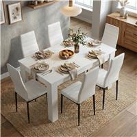 White 46 Seater Dining Table and Chairs Set  6 Seater / White