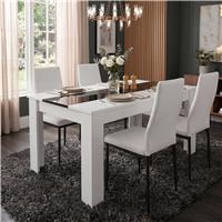 White & Black Gloss 4-6 Seater Dining Table and Chairs Set - 4 Seater / White