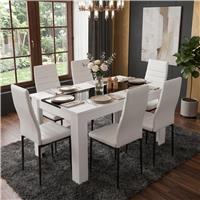 White & Black Gloss 46 Seater Dining Table and Chairs Set  6 Seater / White