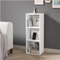 Bookcase Cube Storage Unit  Tall Narrow Bookshelf  3 Shelf / White