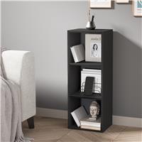 Bookcase Cube Storage Unit  Tall Narrow Bookshelf  3 Shelf / Black
