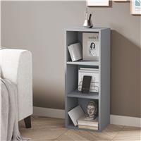 Bookcase Cube Storage Unit  Tall Narrow Bookshelf  3 Shelf / Grey