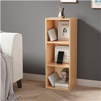 Bookcase Cube Storage Unit  Tall Narrow Bookshelf  3 Shelf / Beech