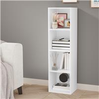 Bookcase Cube Storage Unit  Tall Narrow Bookshelf  4 Shelf / White