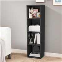 Bookcase Cube Storage Unit  Tall Narrow Bookshelf  4 Shelf / Black