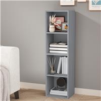 Bookcase Cube Storage Unit  Tall Narrow Bookshelf  4 Shelf / Grey