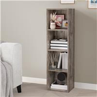 Bookcase Cube Storage Unit  Tall Narrow Bookshelf  4 Shelf / Coach Wood