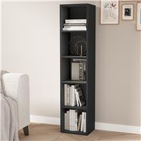 Bookcase Cube Storage Unit  Tall Narrow Bookshelf  5 Shelf / Black