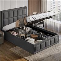 Linen Ottoman Bed Frame  End Lift Ottoman Storage Bed  Small Double (4ft) / Dark Grey