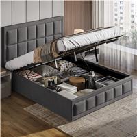 Linen Ottoman Bed Frame  End Lift Ottoman Storage Bed  Super King (6ft) / Dark Grey