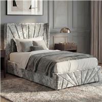 Crushed Velvet Ottoman Storage Bed Silver  Sunrise Bed Frame  Single (3ft)