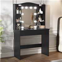 Dressing Table With Mirror & Led Lights  Makeup Vanity Desk  Black