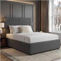Velvet Ottoman Bed Frame - Gas Lift Ottoman Storage Bed - Single (3ft) / Grey