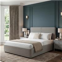 Velvet Ottoman Bed Frame  Gas Lift Ottoman Storage Bed  Double (4ft6) / Light Grey