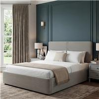 Velvet Ottoman Bed Frame - Gas Lift Ottoman Storage Bed - King (5ft) / Light Grey