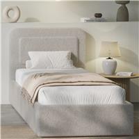 Boucle Upholstered Ottoman Storage Bed with Curved Headboard  Single (3ft) / Grey