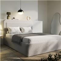 Boucle Upholstered Ottoman Storage Bed with Curved Headboard  King (5ft) / Grey