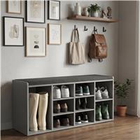 Shoe Storage Bench Cabinet Hallway | Low Shoe Rack With Seat  Grey