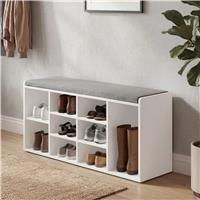 Shoe Storage Bench Cabinet Hallway | Low Shoe Rack With Seat  White