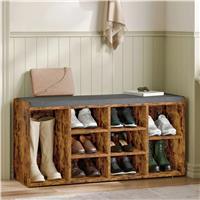 Shoe Storage Bench Cabinet Hallway | Low Shoe Rack With Seat  Rustic