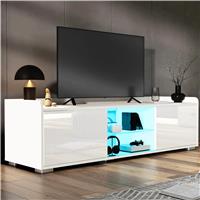 High Gloss LED TV Unit with Storage  Living Room TV Cabinet 140cm  White