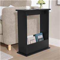 Small Narrow Side Table with Storage  Slim Sofa End Table  Black