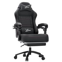 Xstriker Ergonomic Gaming Chair with Footrest & Thick Cushion Backrest  Black