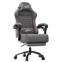 Xstriker Ergonomic Gaming Chair with Footrest & Thick Cushion Backrest  Grey