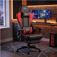Ergonomic Gaming Chair with Footrest and Lumbar Support - Red