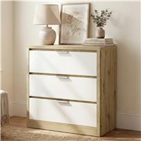 Skova 3 Drawer Chest of Drawers  Small Bedroom Drawers  Oak+White